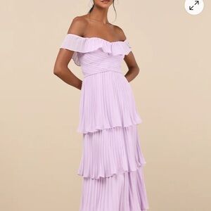Chic Strapless Lilac Tiered Dress
